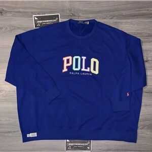POLO RALPH LAUREN Men’s Big & Tall Blue RL Fleece Logo Sweatshirt Size 6XB